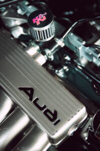 a close up of the engine of a car