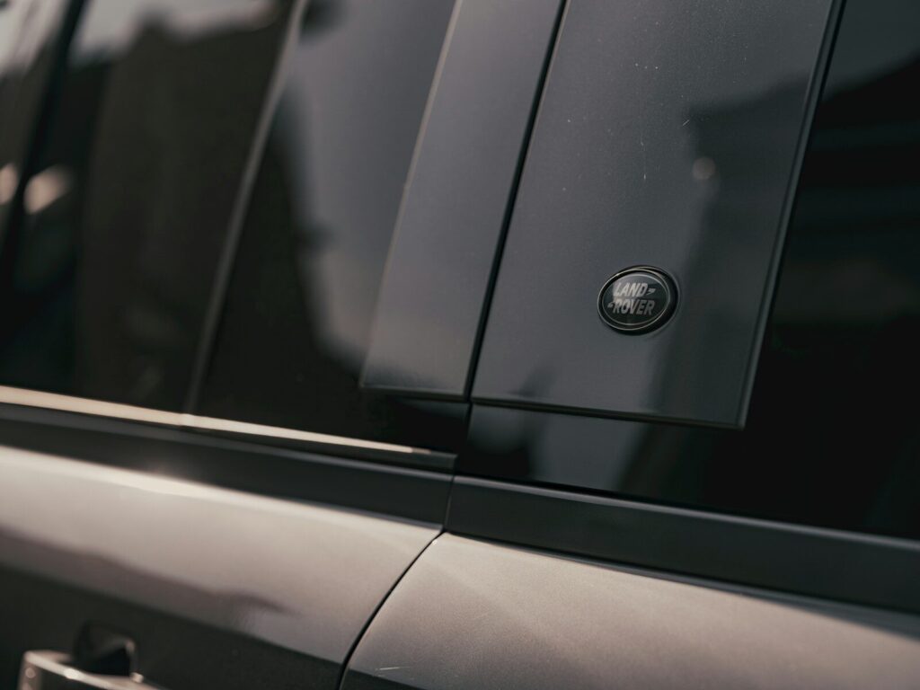 A close-up view of a car's side windows.