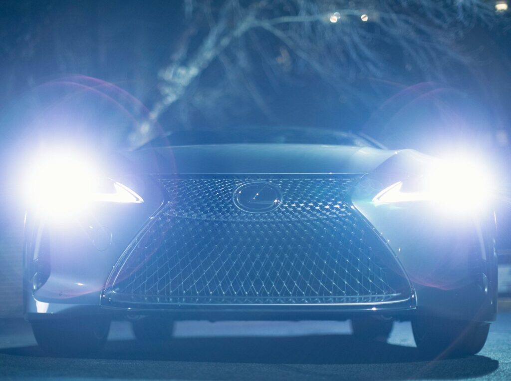 a car that is lit up at night